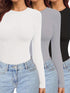 3er-Pack Thermo-Langarmshirts für Damen | Eng anliegendes Winter-Baselayer-Shirt